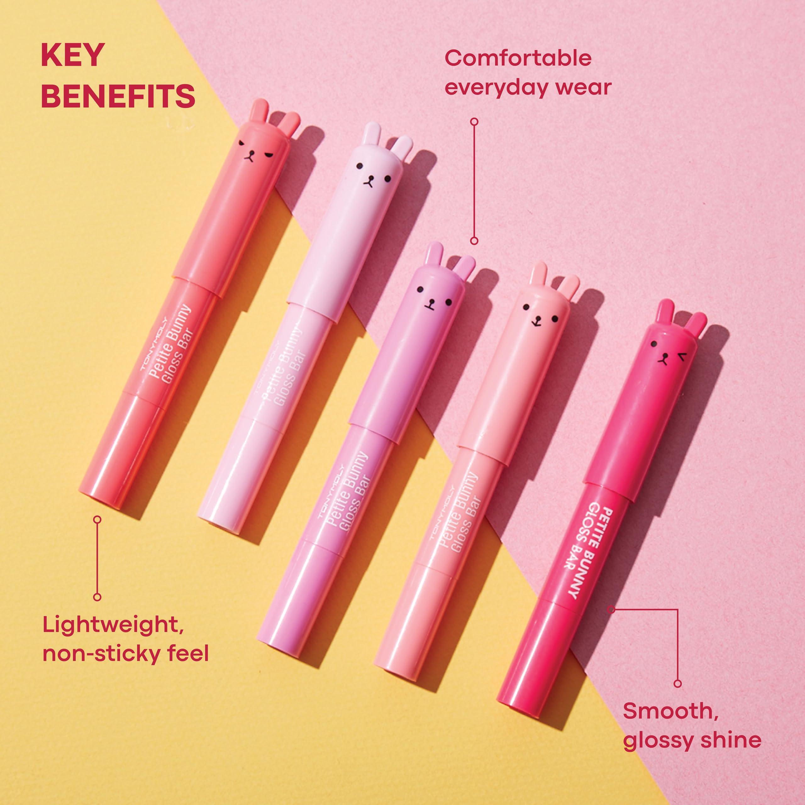 TONYMOLY juicy cherry shade on applicator illustrating sheer vibrant color