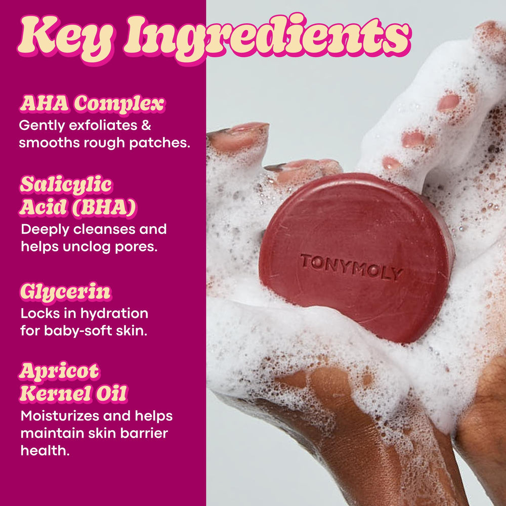 TONYMOLY close-up of bar texture highlighting gentle buffing