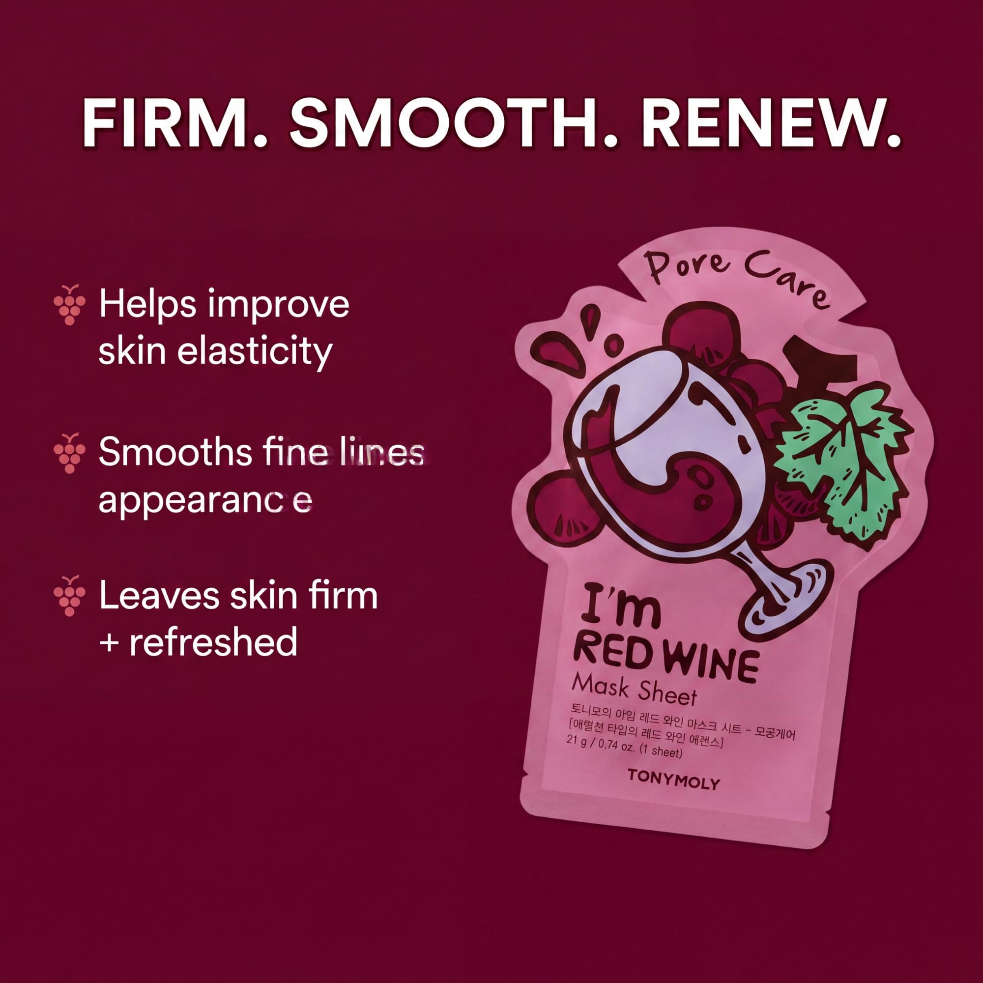 TONYMOLY pomegranate mask applied by hand for targeted hydration and elasticity