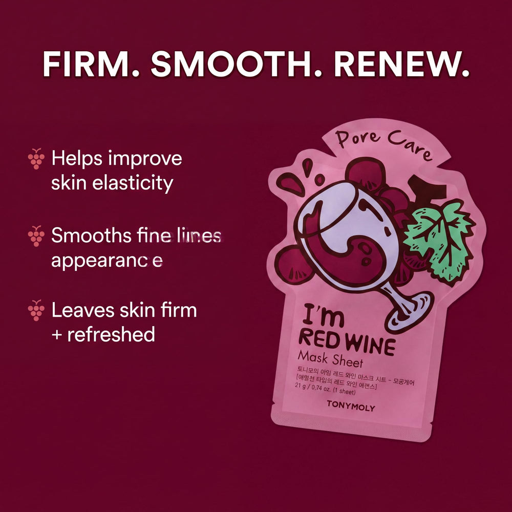 TONYMOLY pomegranate mask applied by hand for targeted hydration and elasticity