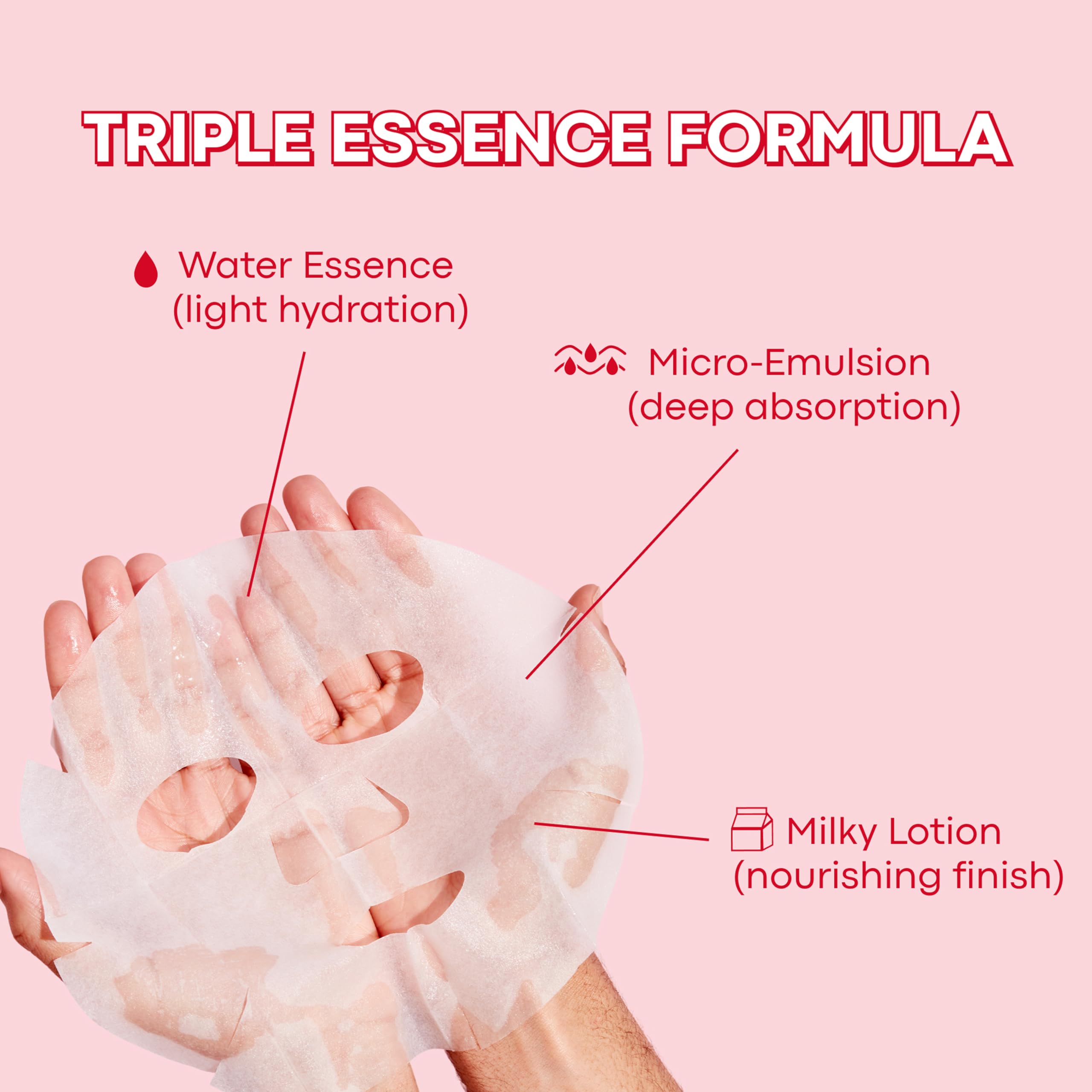 TONYMOLY rose mask worn by model during relaxation to revitalize dull skin