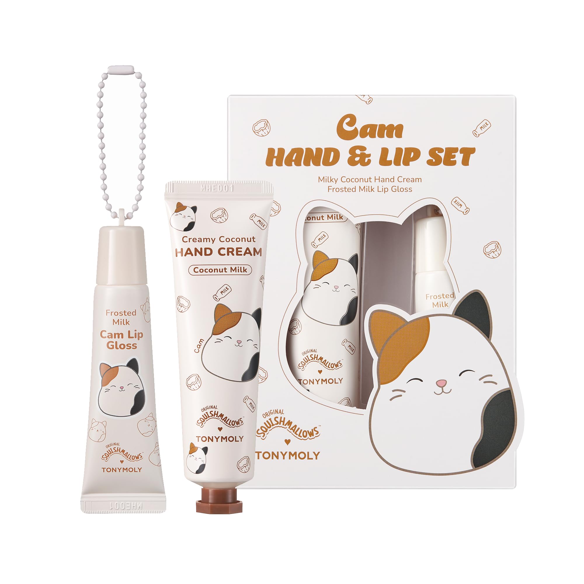 TONYMOLY Cam the Cat front packaging shows playful Squishmallows design and gifting appeal