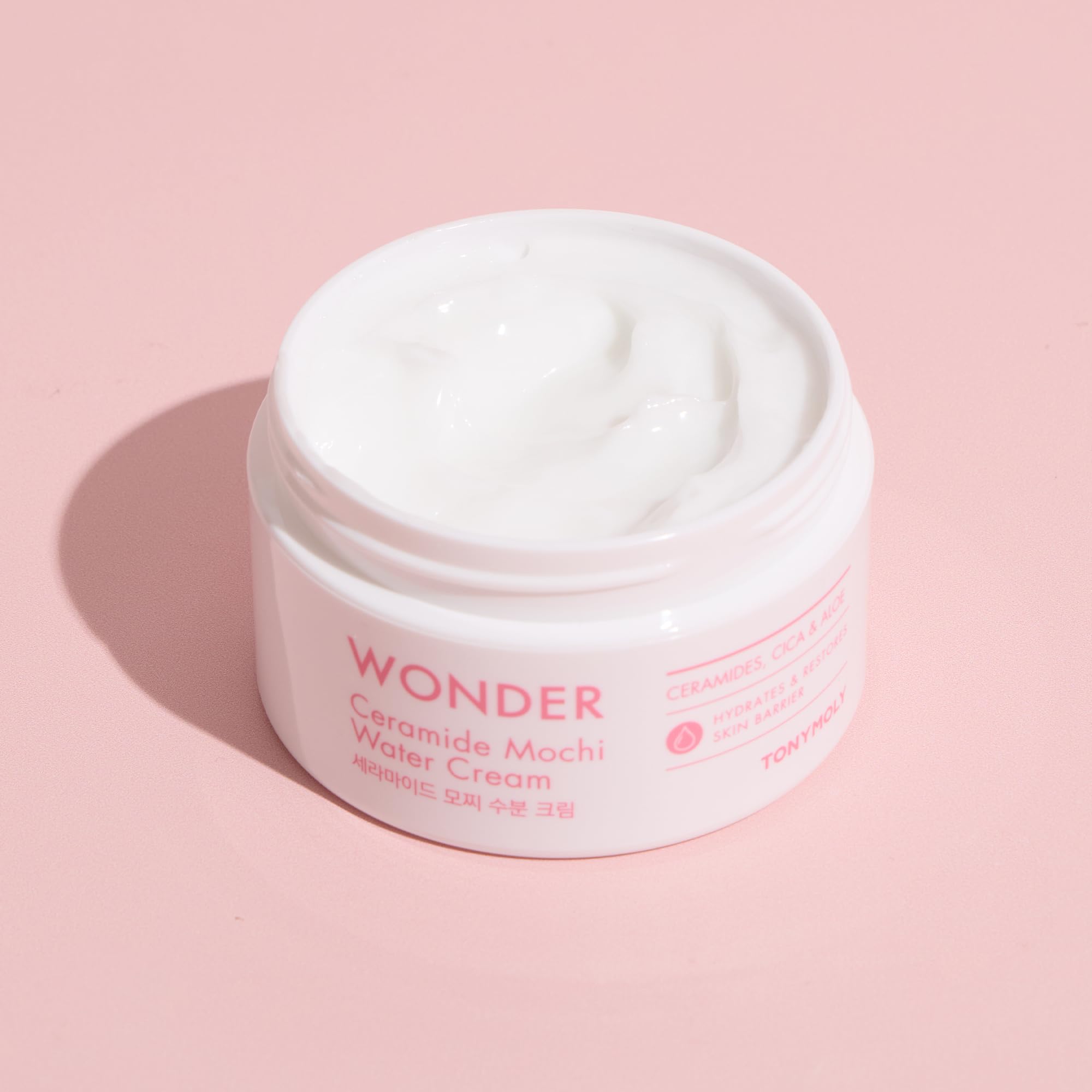 TONYMOLY mochi cream texture close-up showing lightweight gel and fast absorption