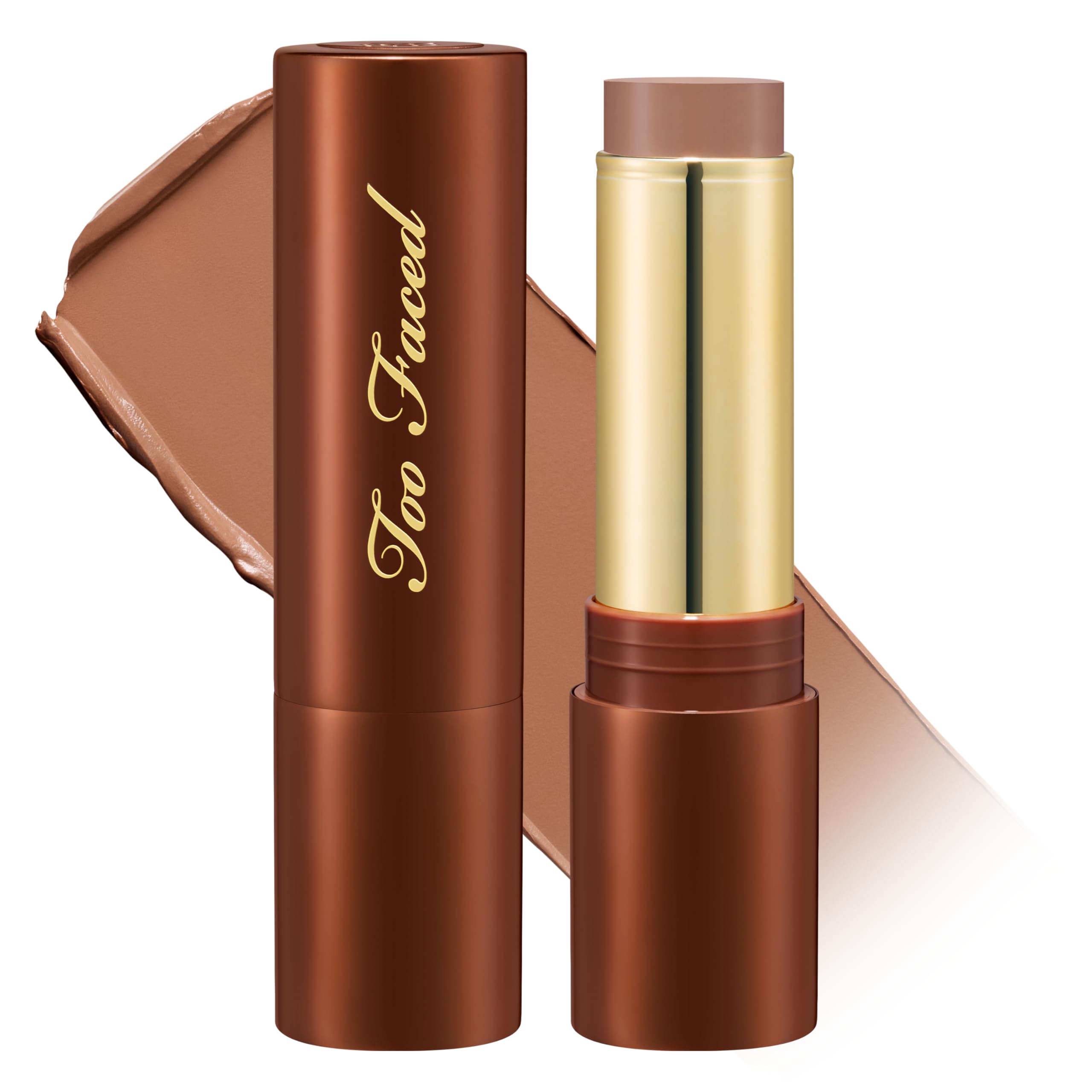 Too Faced front packaging showing the bronzing stick and brand, highlights portability