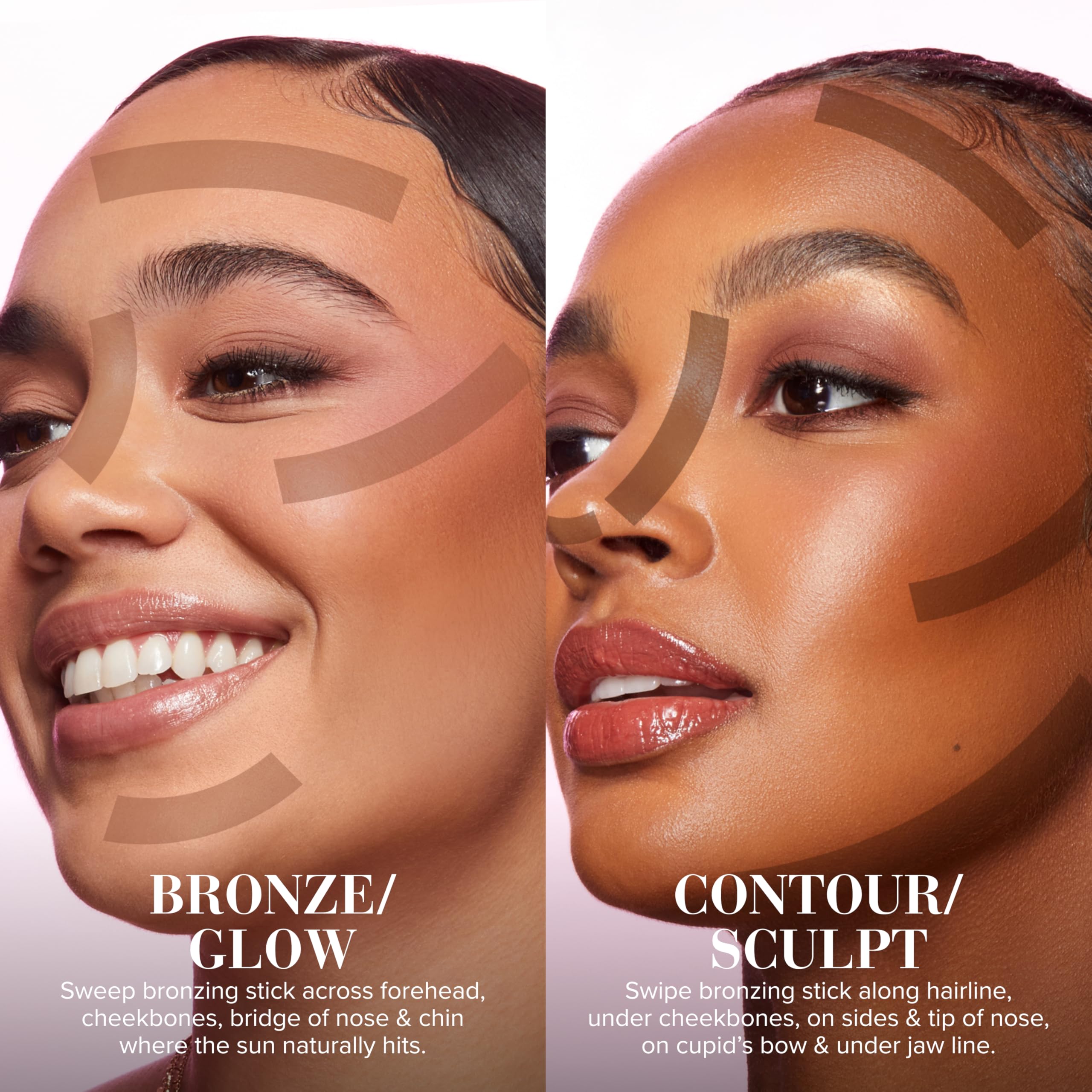 Too Faced product applying to cheek demonstrating sculpting and natural warmth benefit