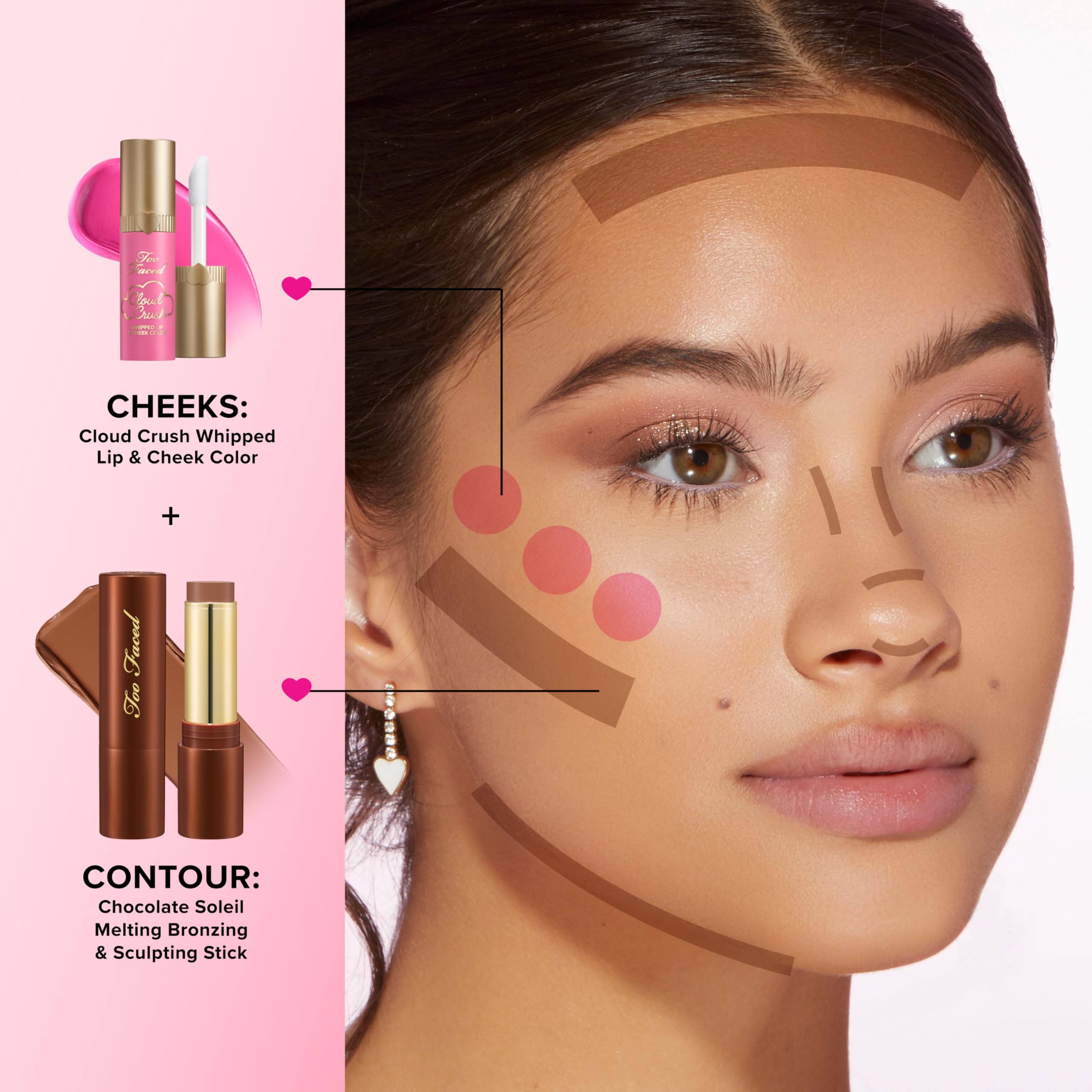 Too Faced in-hand photo showing size and 0.28 oz scale for on-the-go application benefit