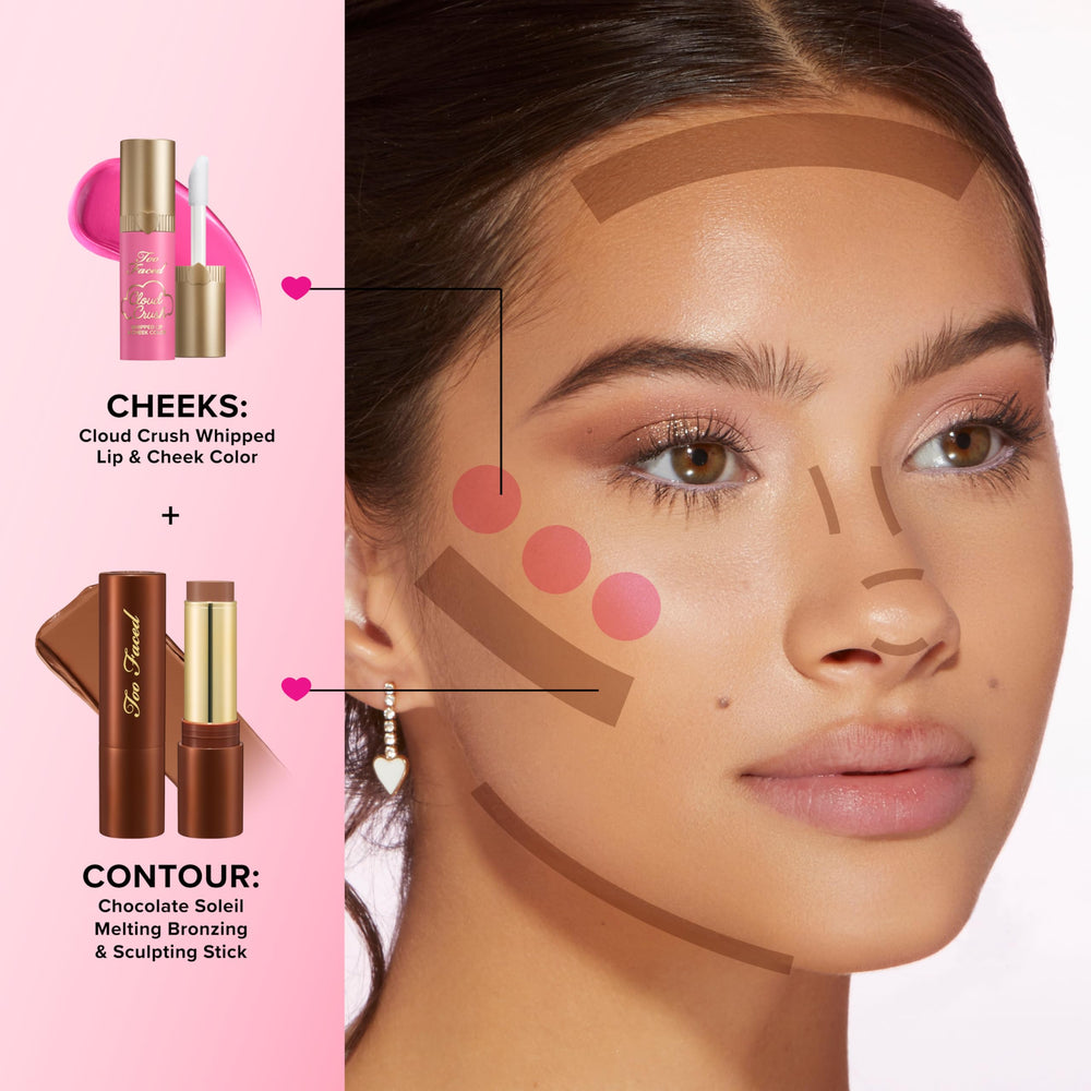 Too Faced in-hand photo showing size and 0.28 oz scale for on-the-go application benefit