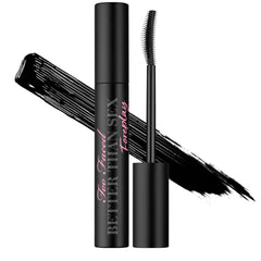 Too Faced Foreplay front packaging showing sleek tube and black primer benefit