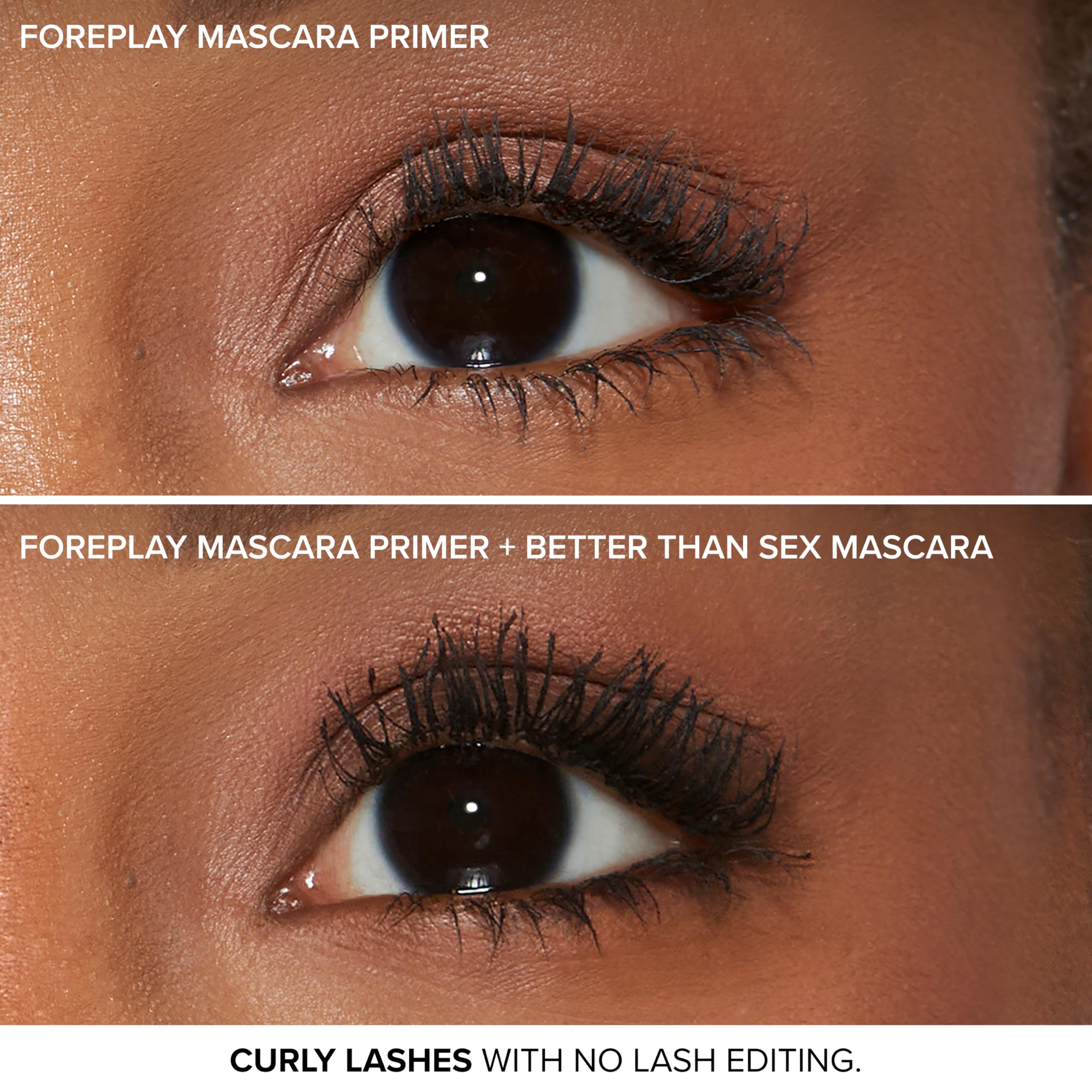 Too Faced Foreplay with argan and grape seed ingredients emphasizing conditioning benefits