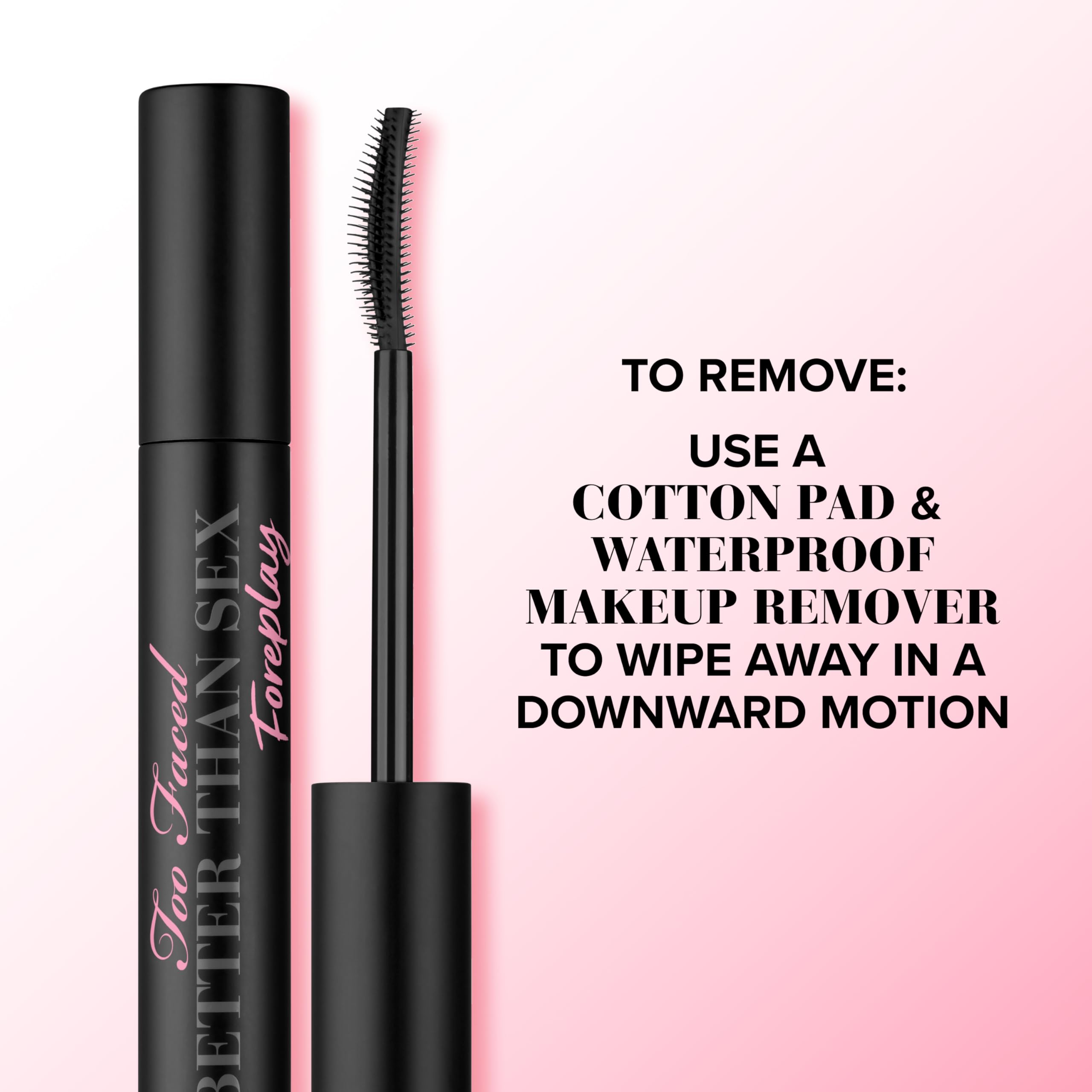 Too Faced Foreplay on lashes before and after showing lift and added volume