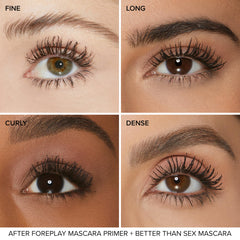 Too Faced Foreplay tube label detail highlighting waterproof and nourishing formula