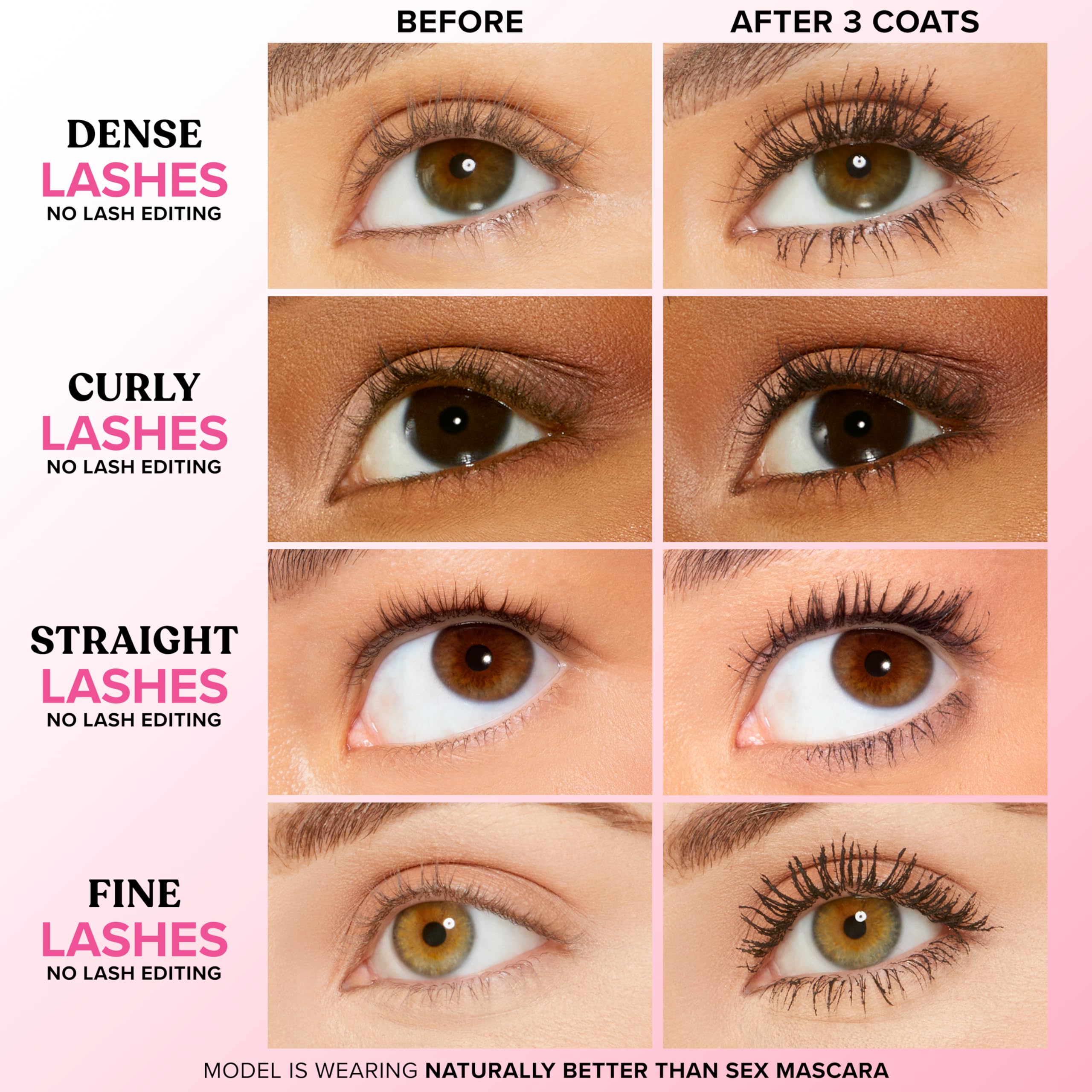 Too Faced hourglass brush detail enhancing lash separation and volumizing effect