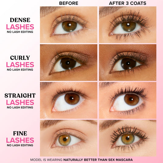 Too Faced hourglass brush detail enhancing lash separation and volumizing effect