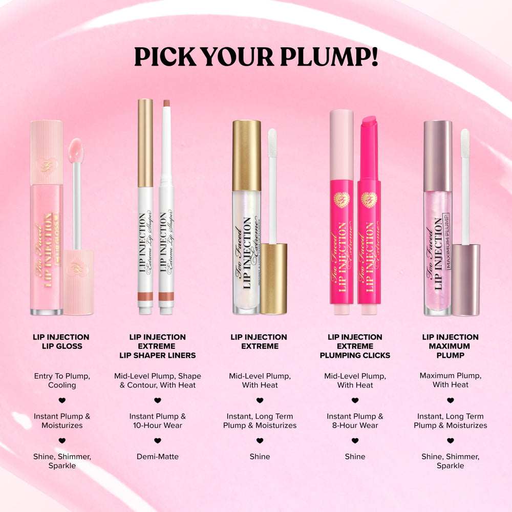 Too Faced gloss flatlay with makeup items highlighting layering and styling