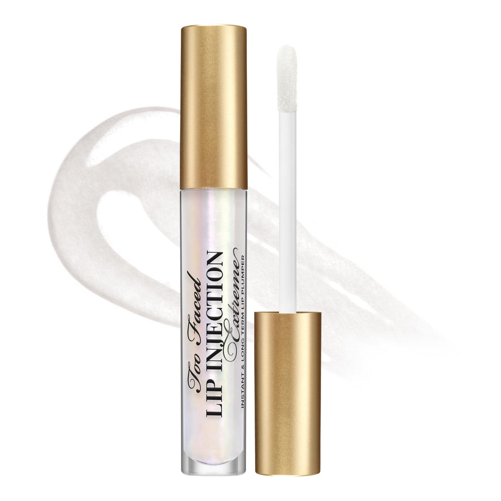 Too Faced front packaging showing glossy tube and shade, highlights instant shine