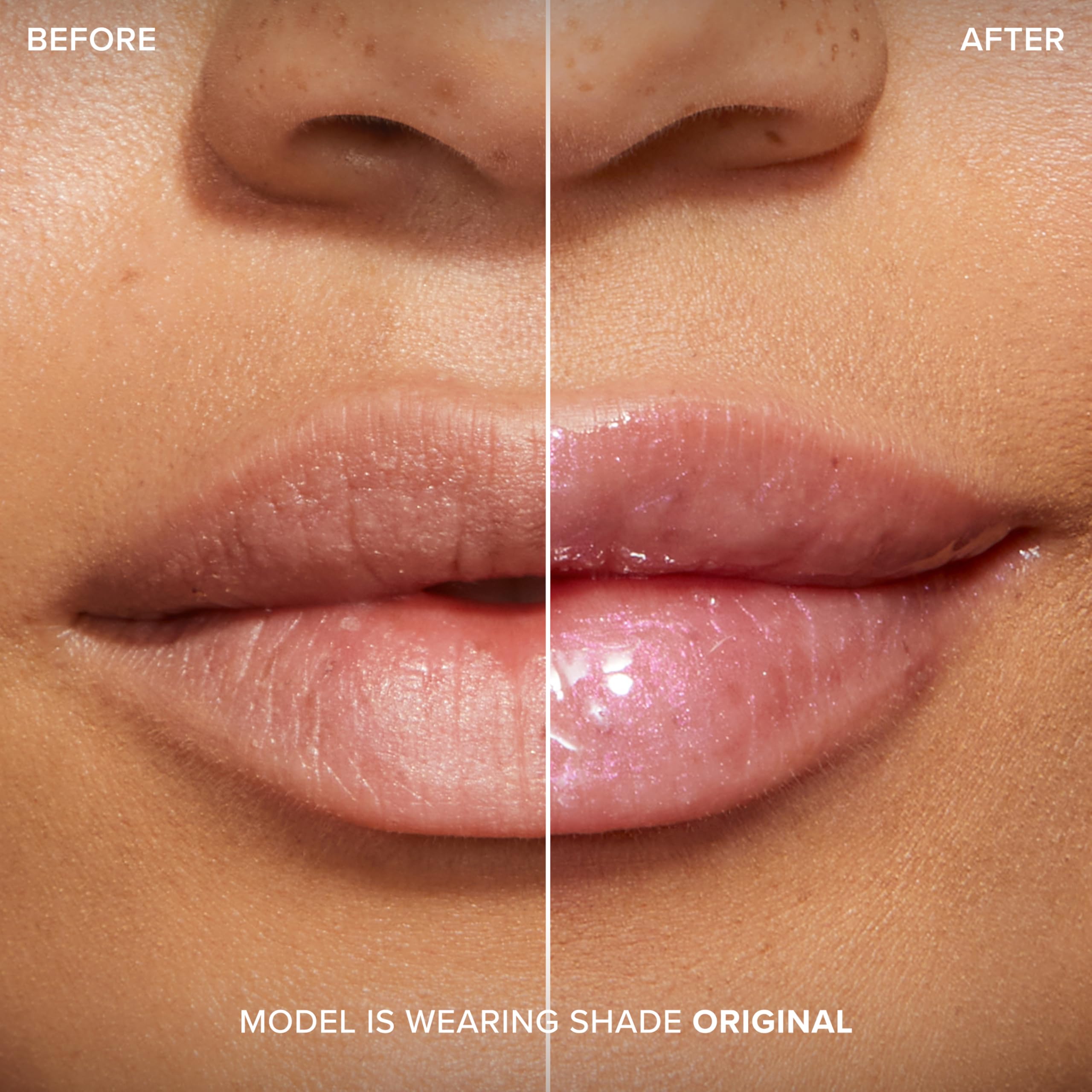 Too Faced gloss held in hand in lifestyle setting showcasing easy portability