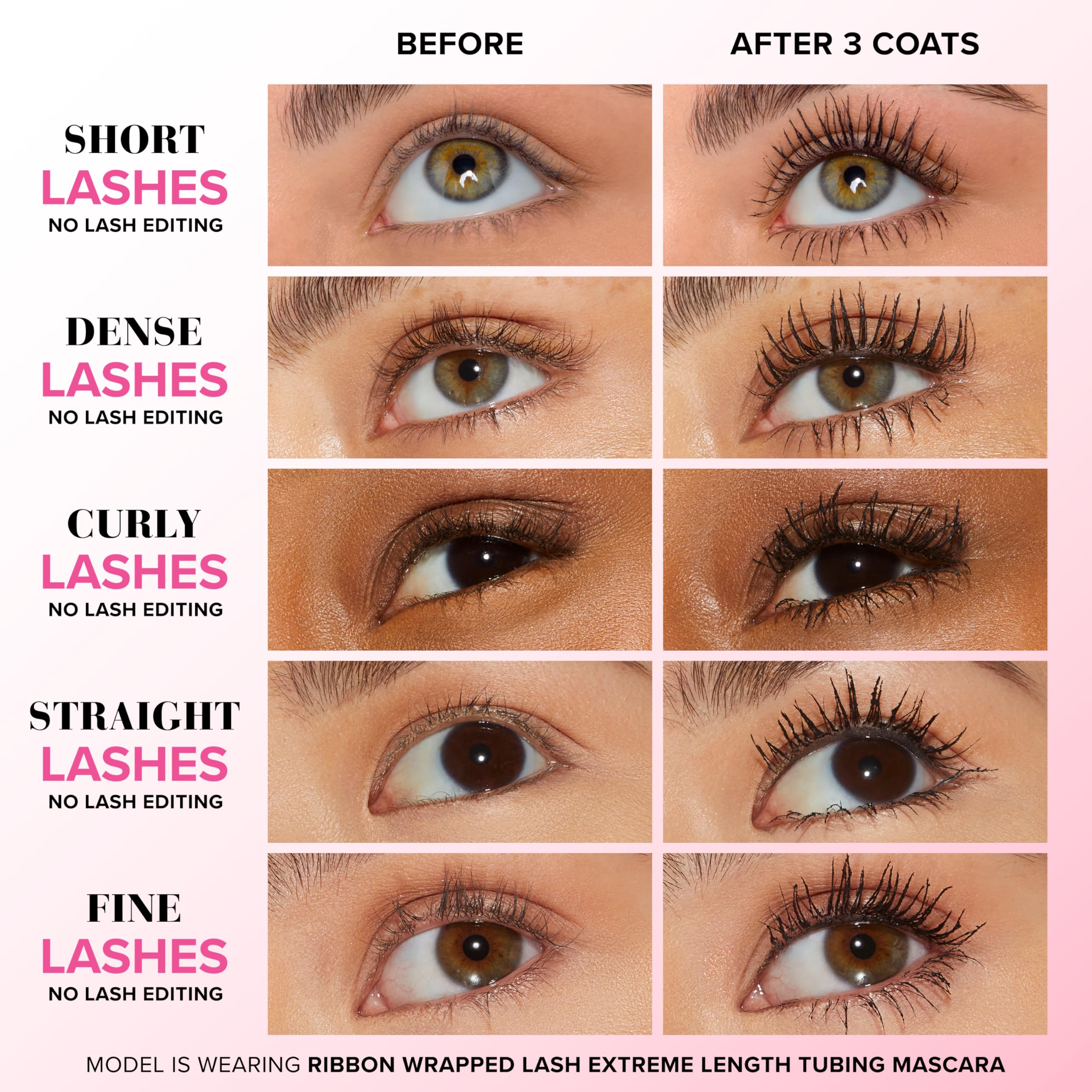 Too Faced wand close-up showing bristle shape for precise lash separation