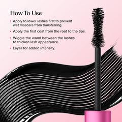 Too Faced texture swiped on white illustrating smooth, clump-free formula
