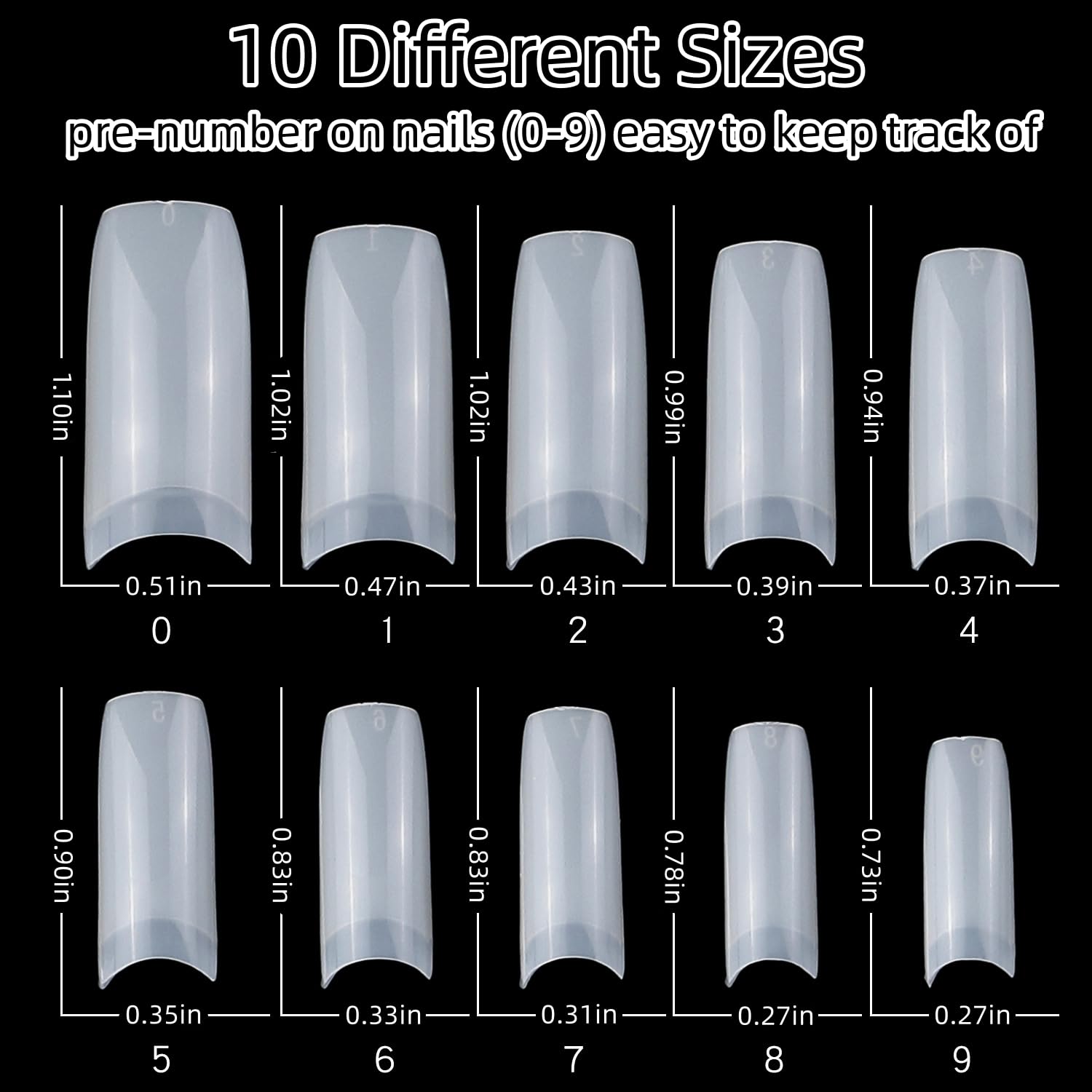 ToouYoun stacked nails size comparison highlighting easy matching advantage