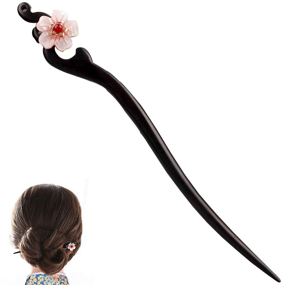 TOP SEWING ebony hair stick front view shows smooth polished finish and stability
