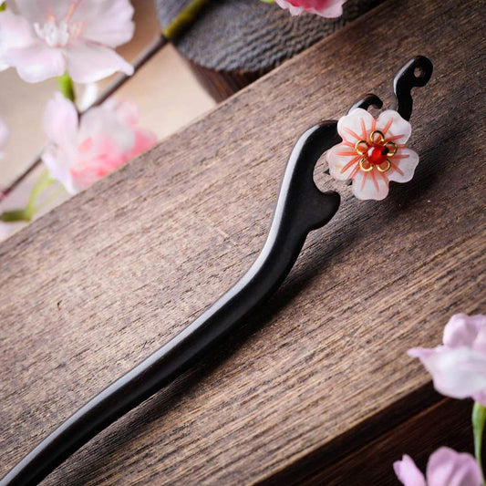 TOP SEWING wood hairpin close texture highlights natural grain and handcrafted feel