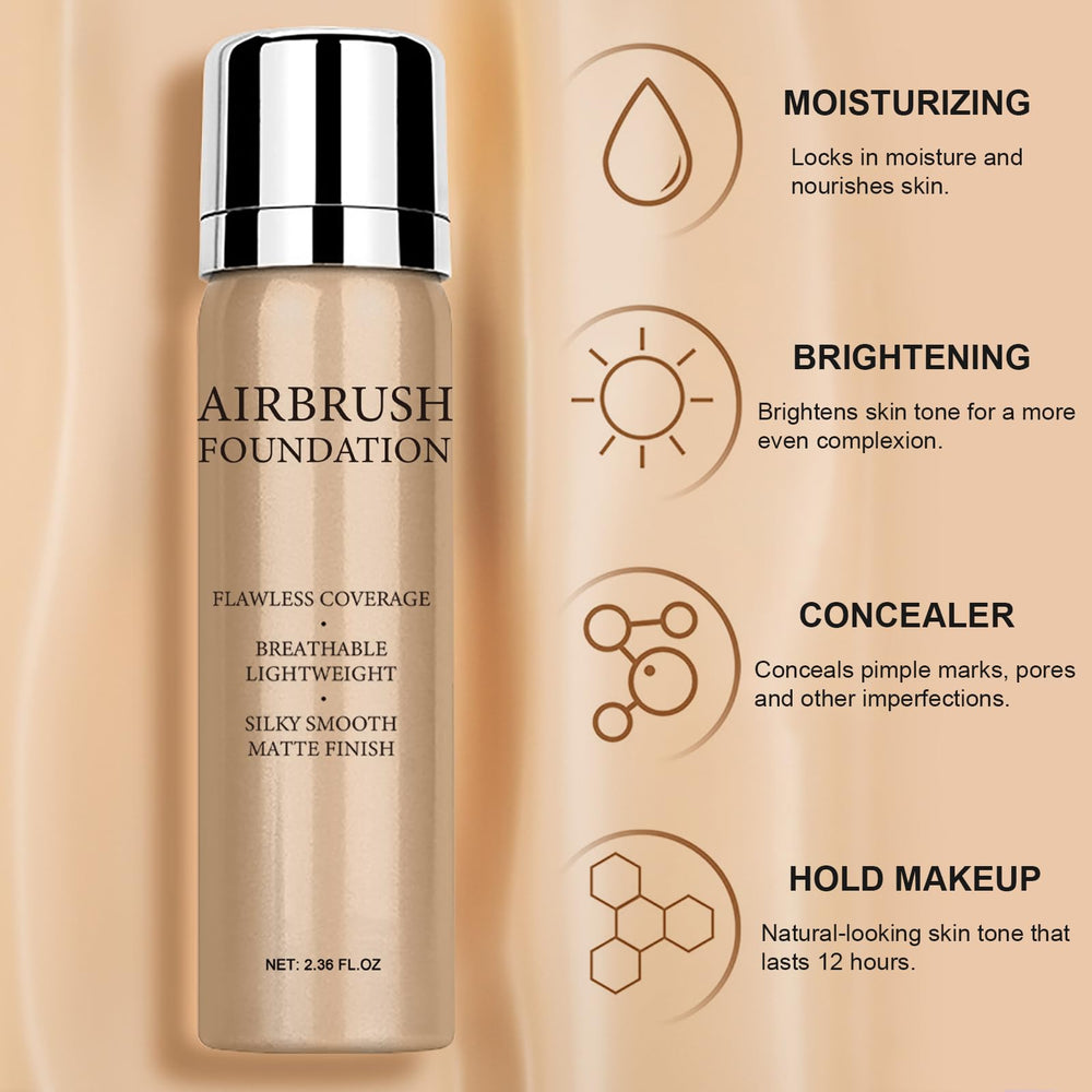 Topcent mist landing on skin showing smooth texture and blendability