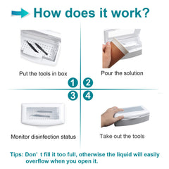TOPCOMWW sterilizer box beside common tools showing capacity and scale benefit