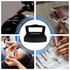 TOPCOMWW sterilizer box next to a hand showing scale and space-saving convenience