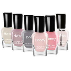 Tophany front packaging showing six eco-friendly nail polish bottles and colors