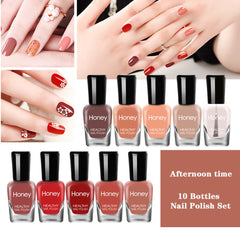 Tophany in-use manicure applying color for fast-dry, peelable convenience