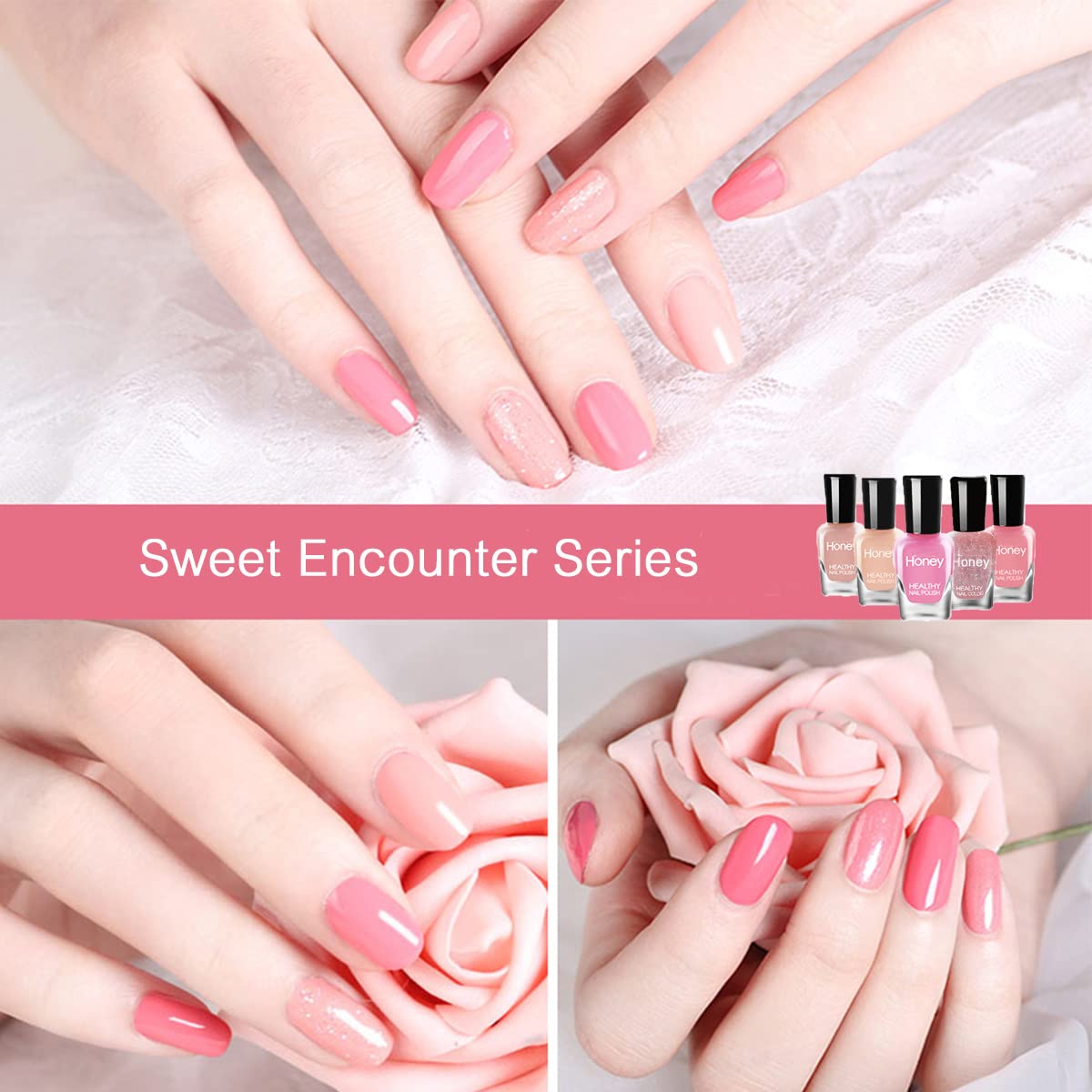 Tophany polish on fingernails in use showing quick-dry, neat finish benefit