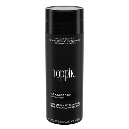 Toppik 55g black front packaging showing product and benefits