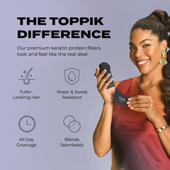 Toppik application on scalp demonstrating instant coverage benefit