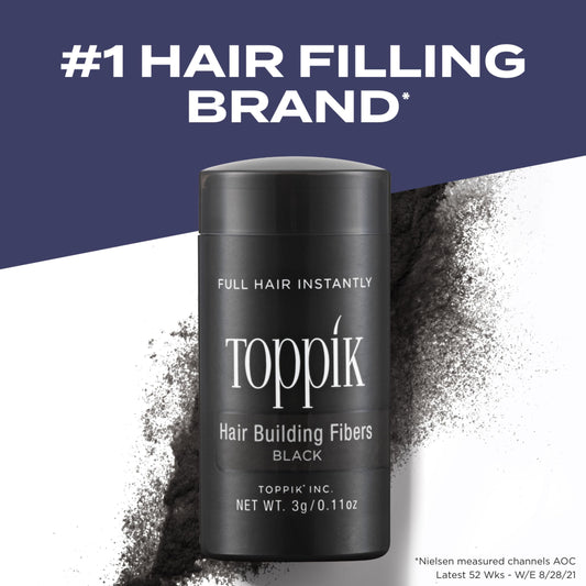 Toppik black fibers close-up texture demonstrating natural blending