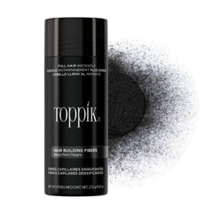 Toppik front packaging in black showing product jar and label for easy identification and use