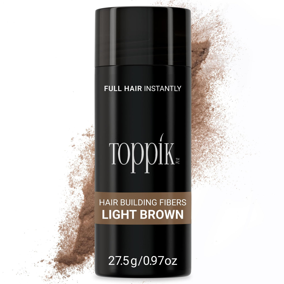 Toppik light brown shaker front view showing product and easy application