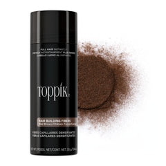 Toppik medium brown front packaging showing product and shade
