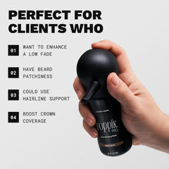 TOPPIK PRO bottle in a barber station kit for professional-ready touchups