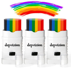 torbers Depvision front packaging showing three rainbow paint sticks, ideal for pride events