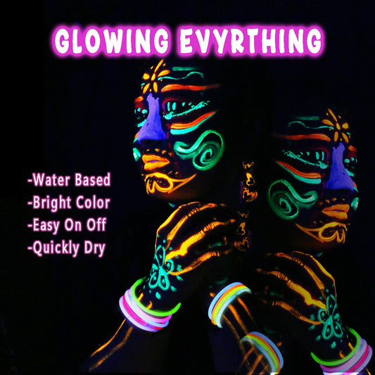torbers Depvision swatches glowing under blacklight to show bright fluorescence