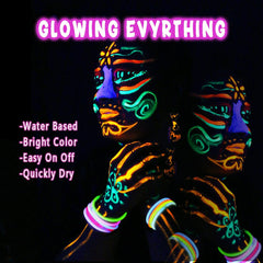 torbers Depvision swatches glowing under blacklight to show bright fluorescence