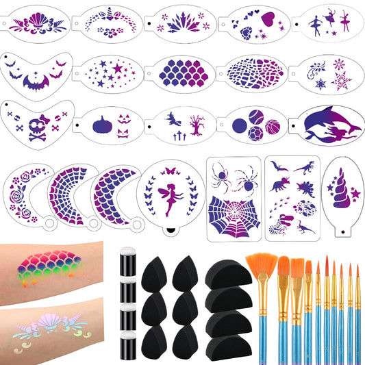 torbers front kit layout showing all included stencils brushes and sponges for fast setup