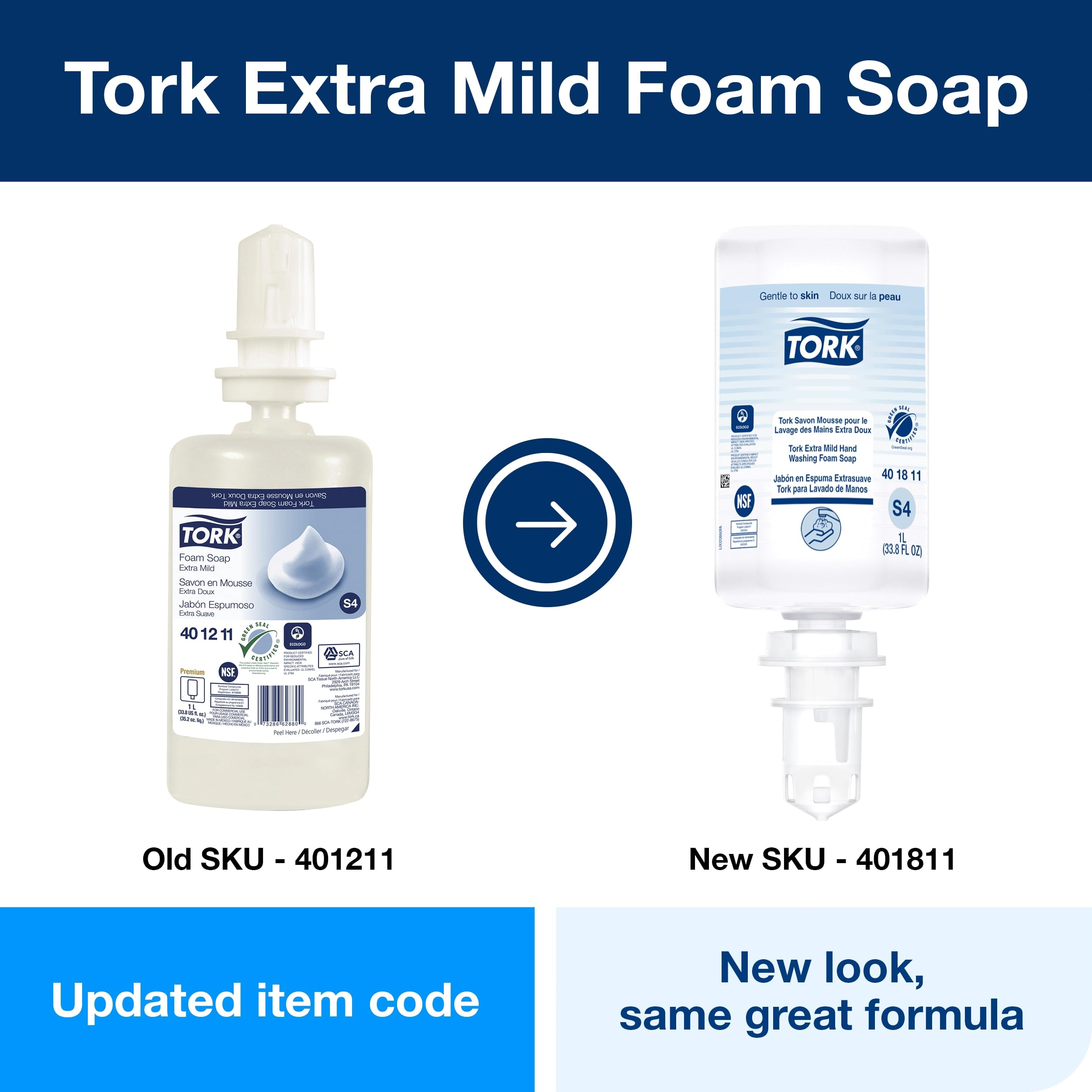 Person applying Tork foam soap showing mild moisturizing benefit