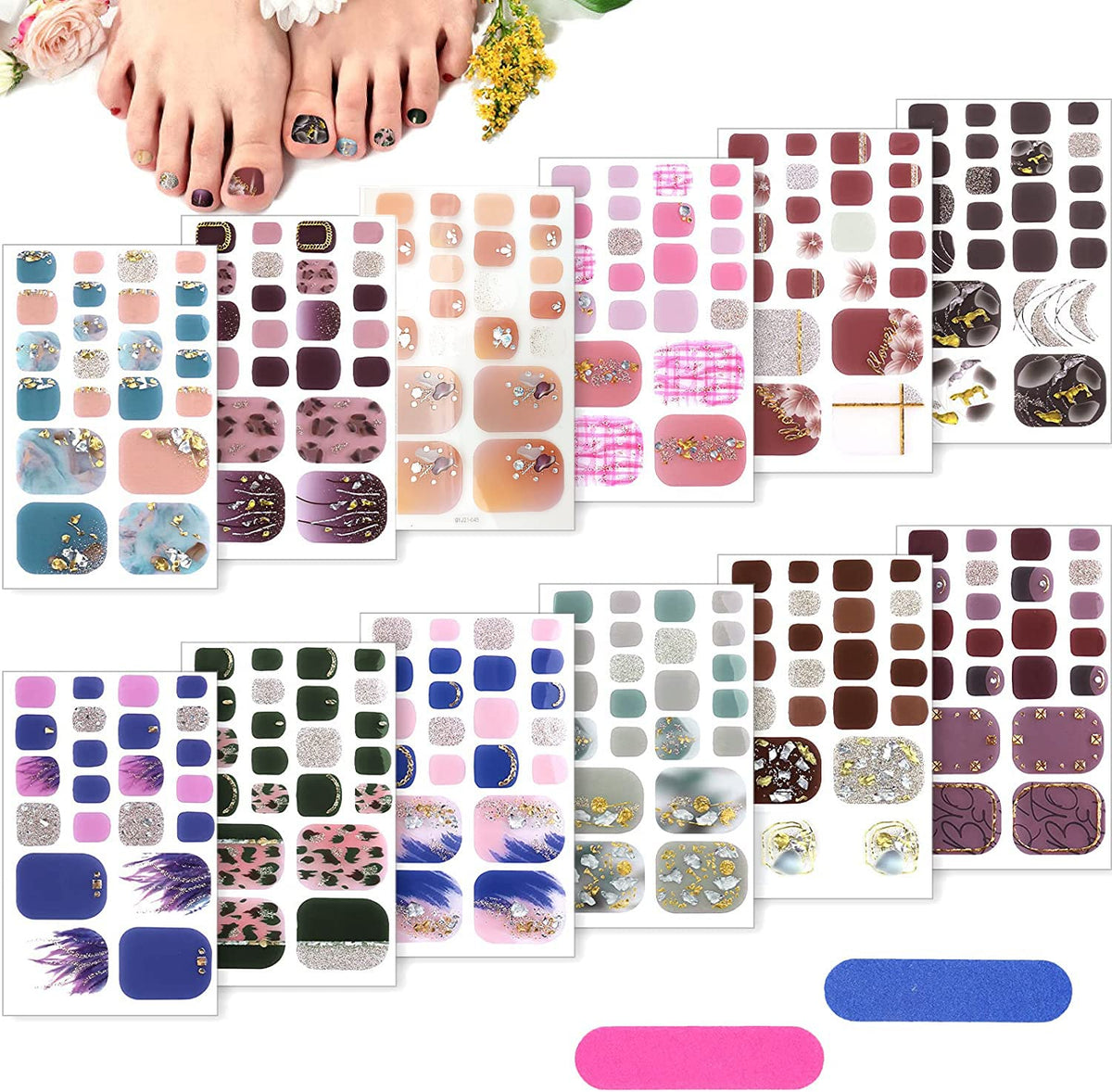TOROKOM front packaging showing 12-sheet toenail wrap kit and benefits