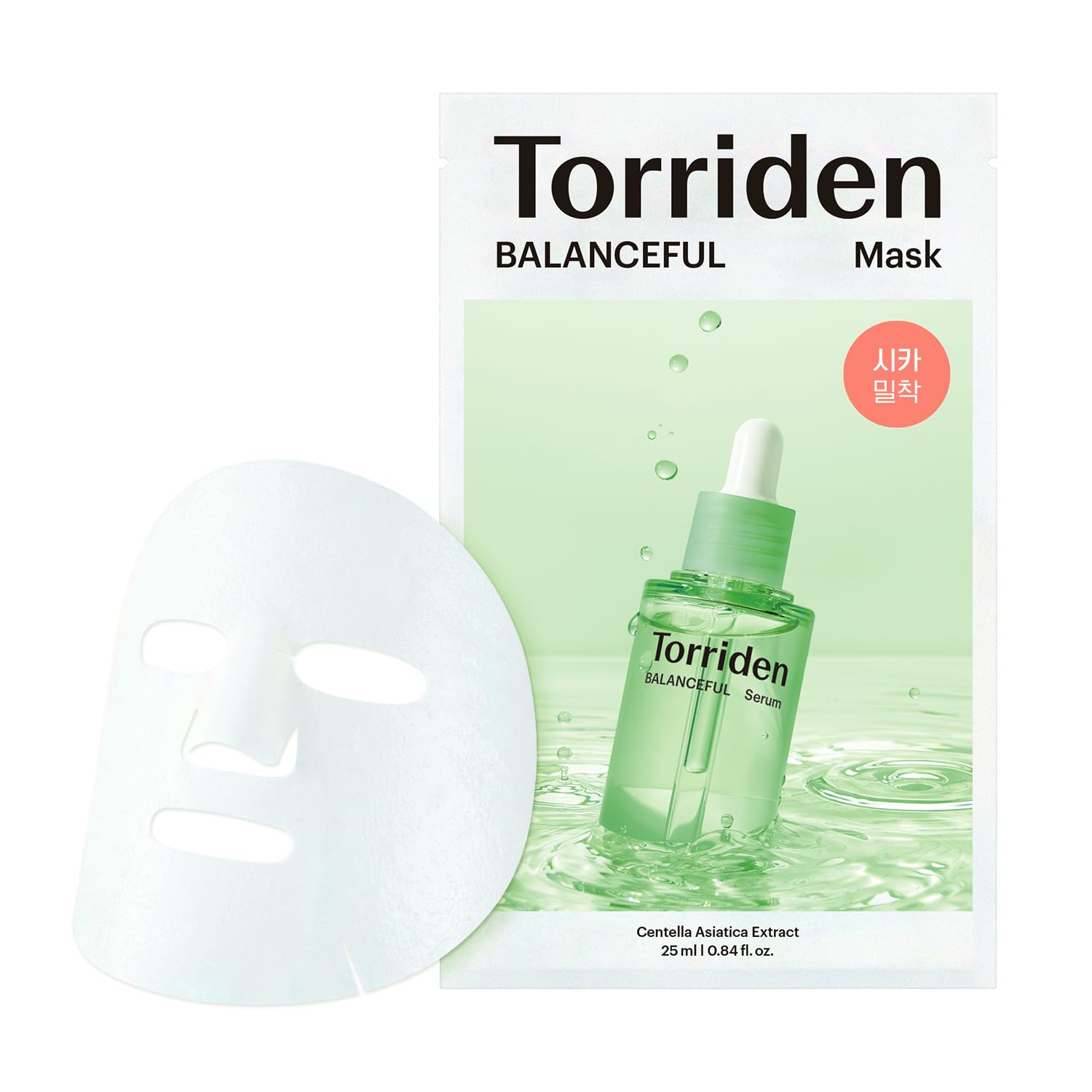 Torriden front packaging showing 10-sheet pack and calming branding benefits