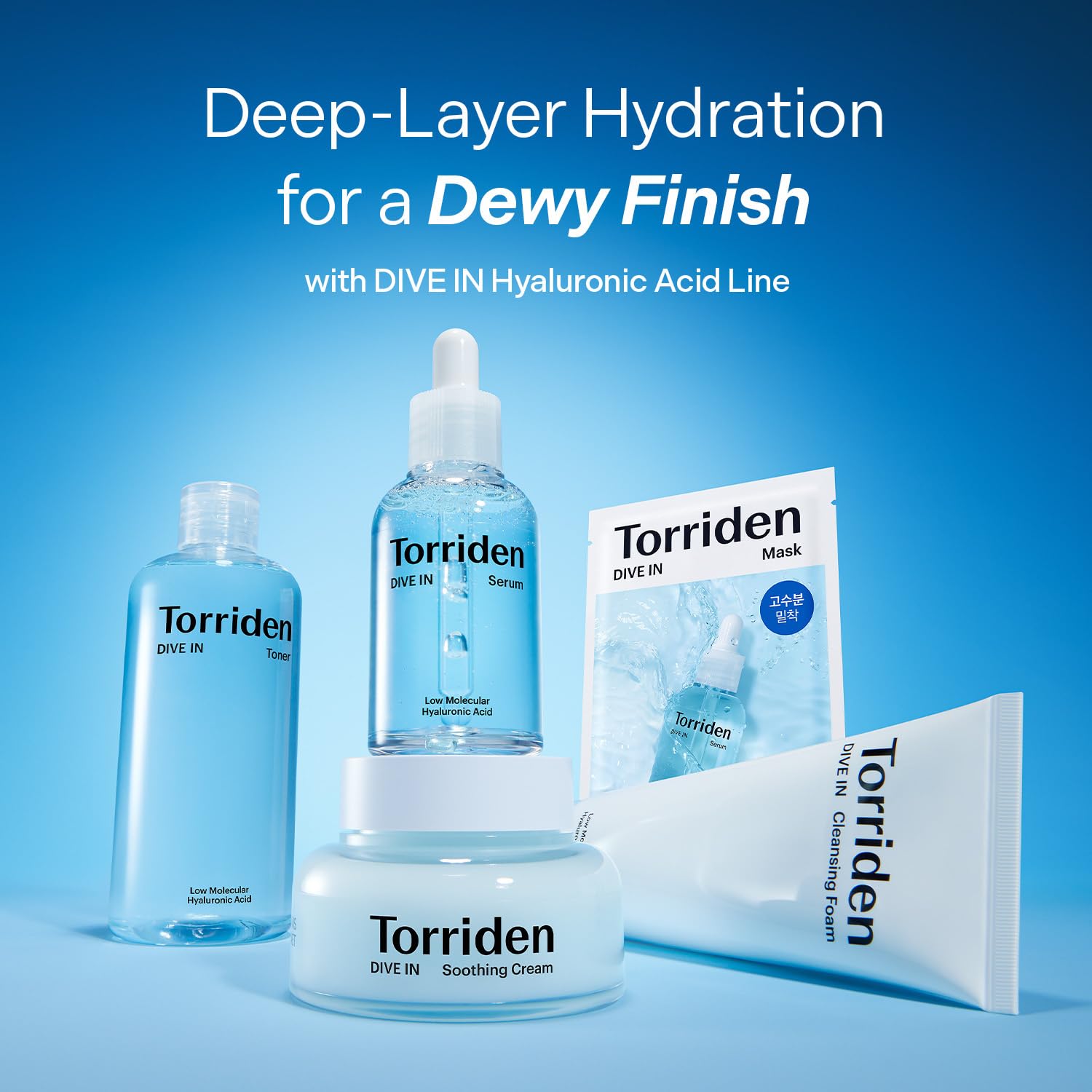 Torriden bottle on bathroom shelf lifestyle shot suggesting daily routine