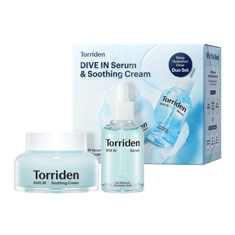 Torriden DIVE IN serum front bottle shows sleek hydrating packaging and clear benefits