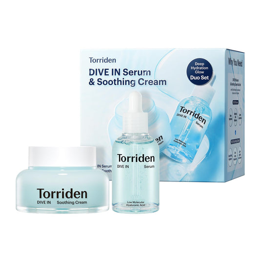 Torriden DIVE IN serum front bottle shows sleek hydrating packaging and clear benefits