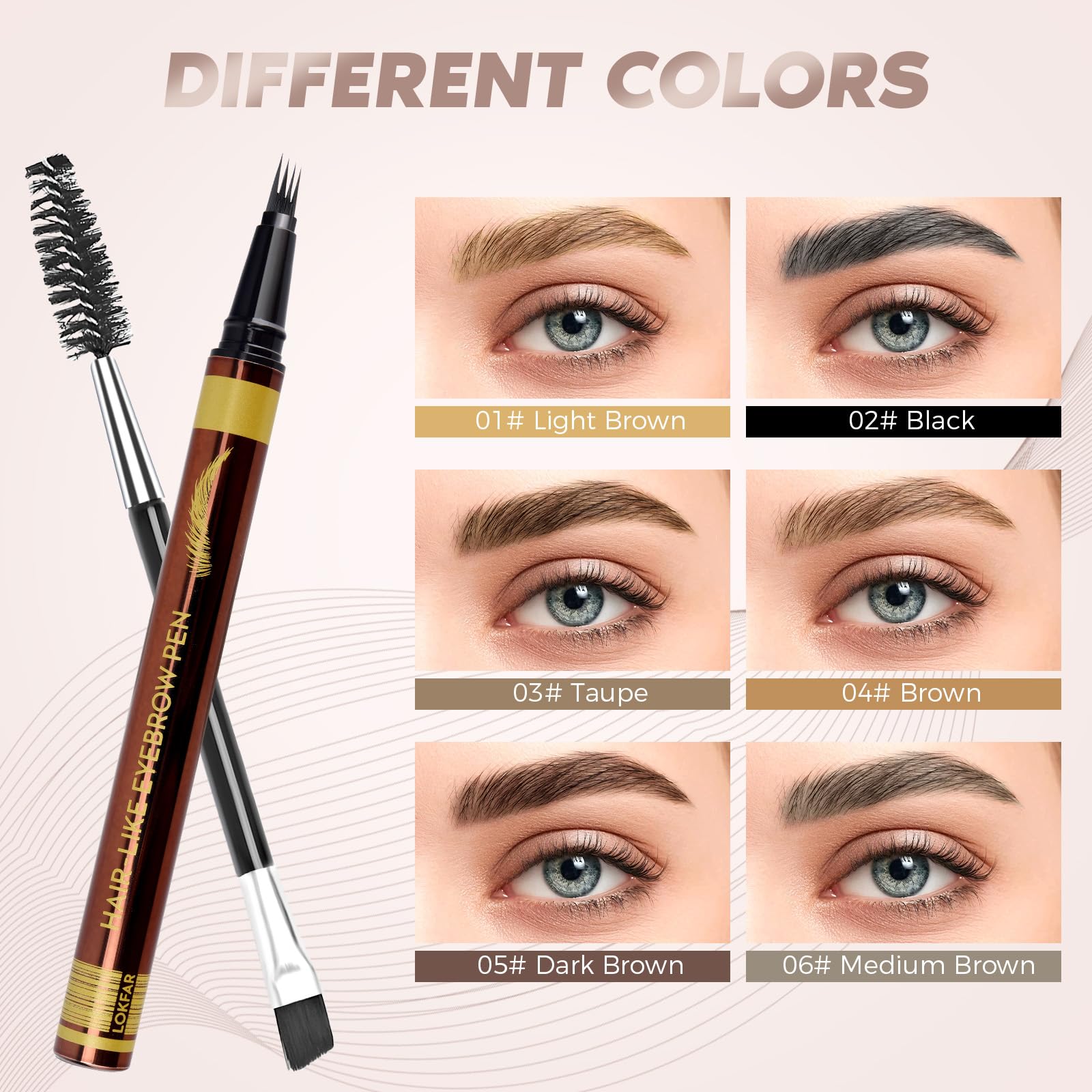 TOSOUATOP close-up of four micro tips demonstrating precise hair-like strokes