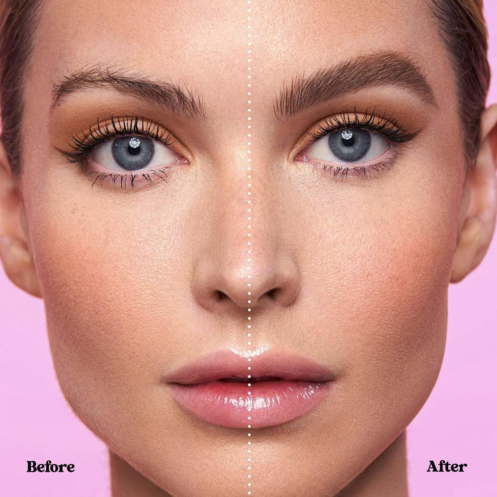 TOSOUATOP peeling off dried film to reveal natural-looking tinted brows
